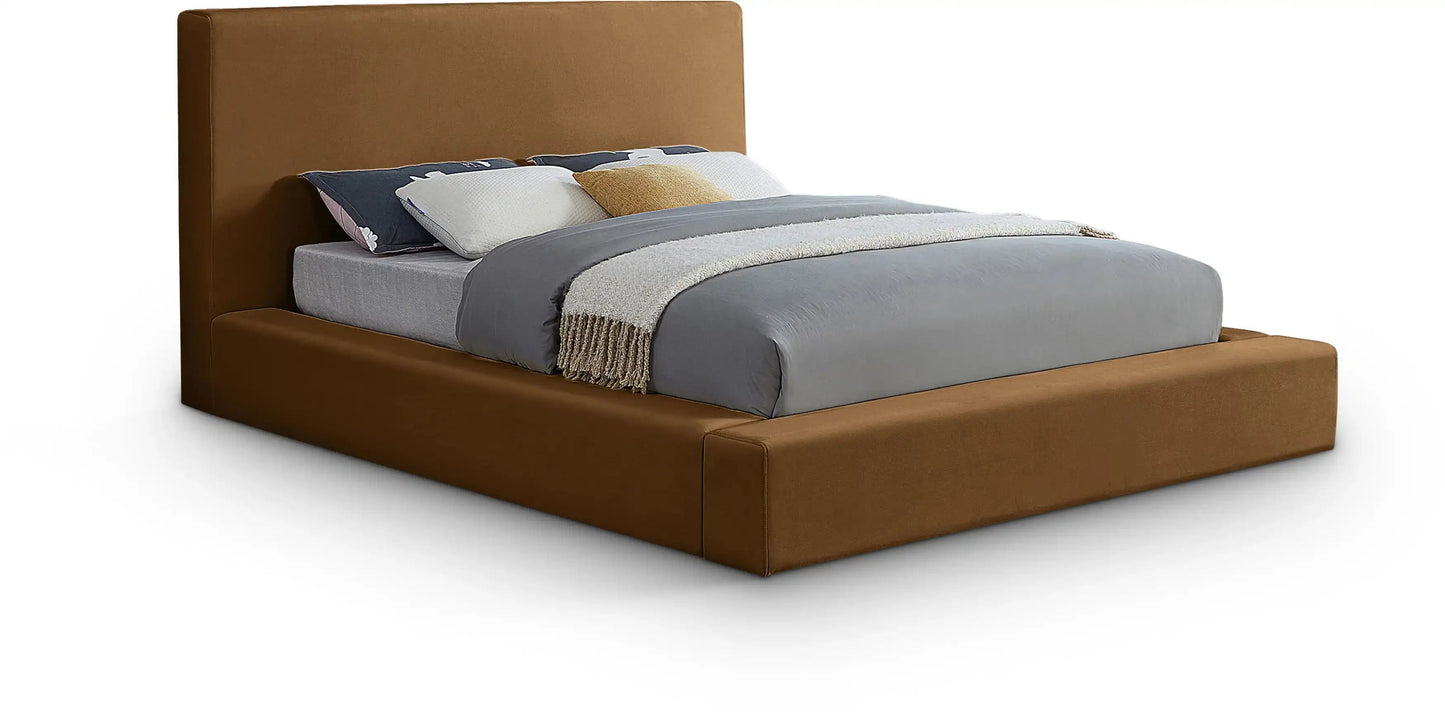 Dorian - Velvet Upholstered Bed, Full, Dark Brown