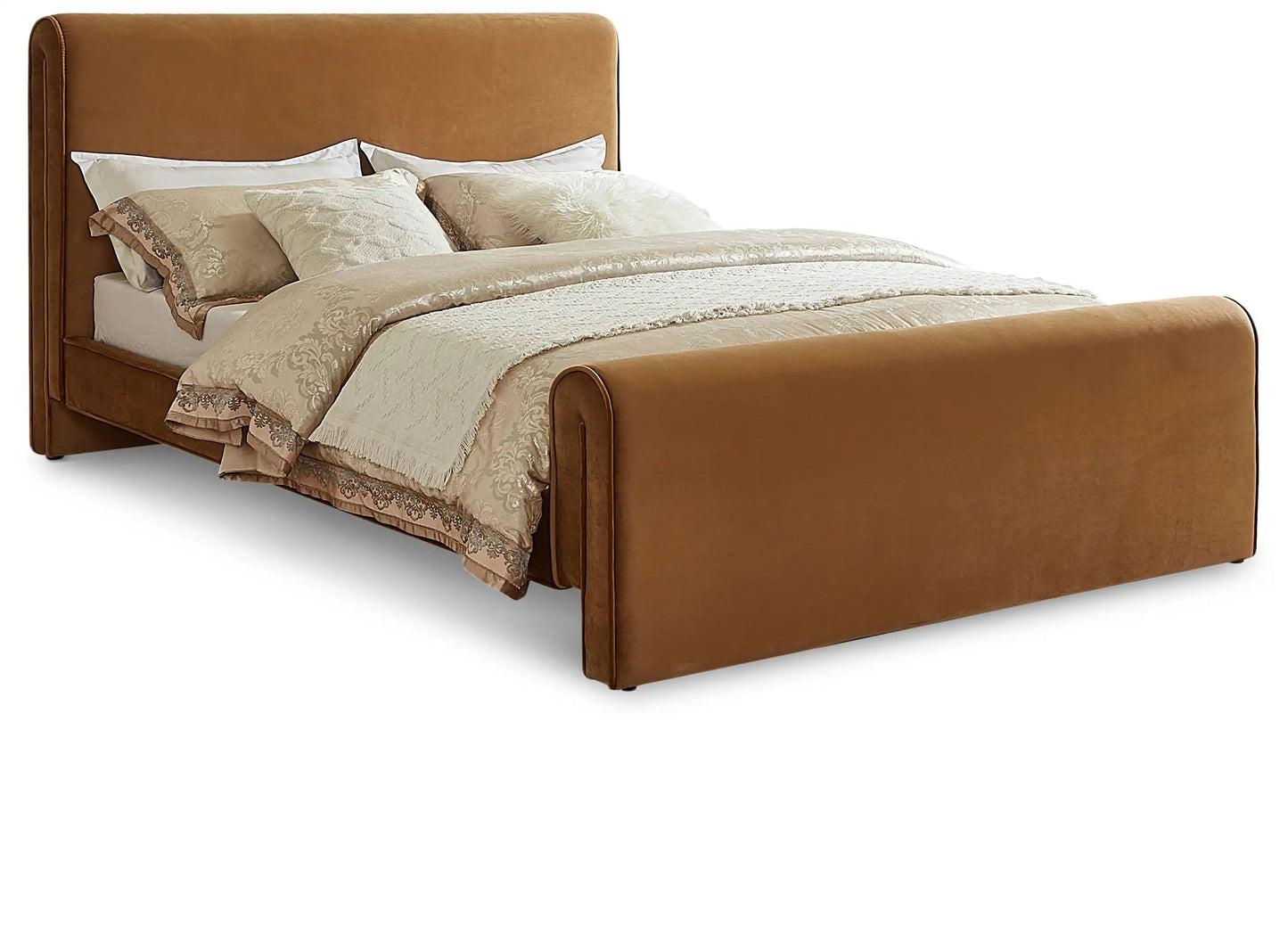 Sloan - Velvet Upholstered Bed, Full, Dark Brown