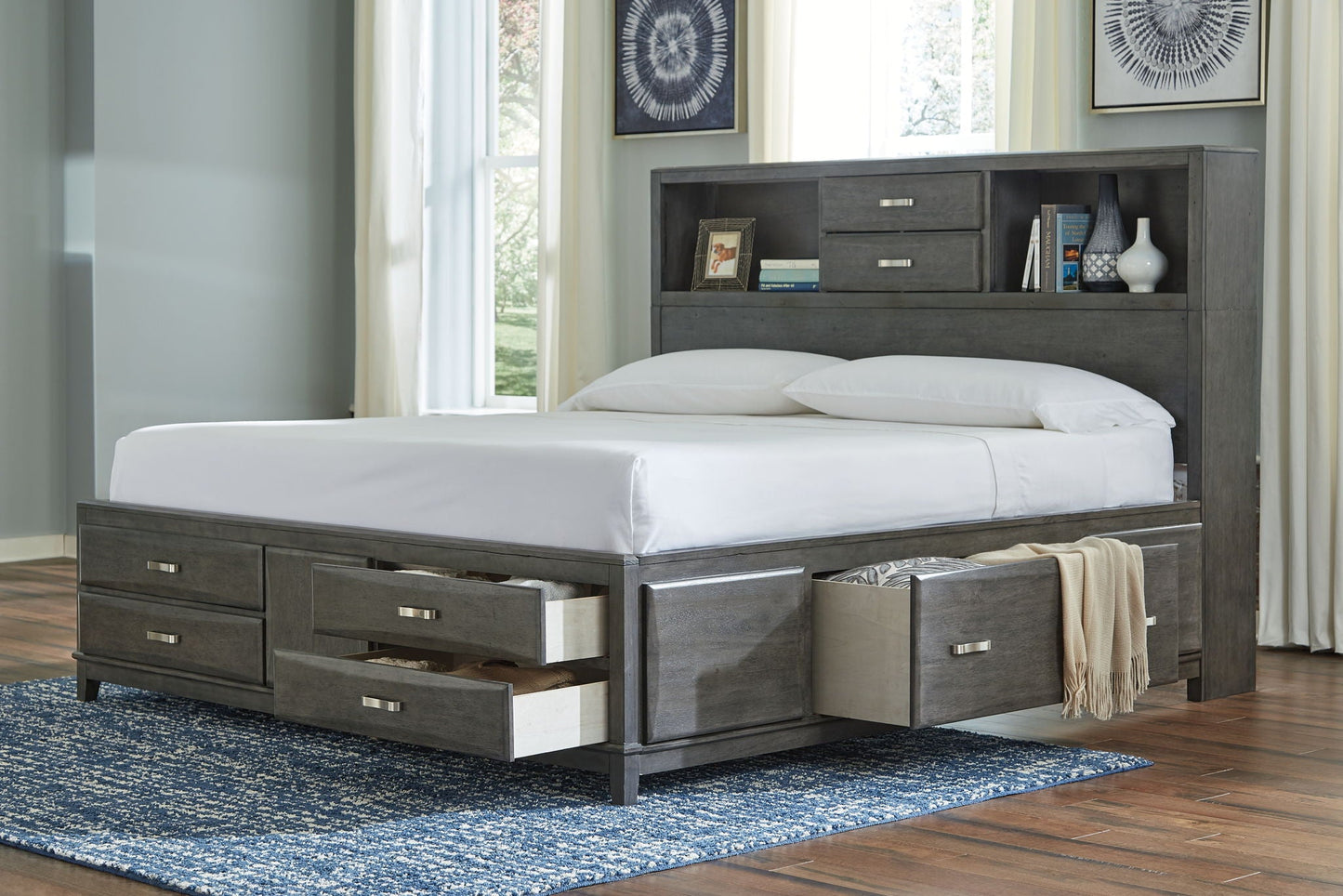Caitbrook - Storage Bed With Drawers, Queen, Gray
