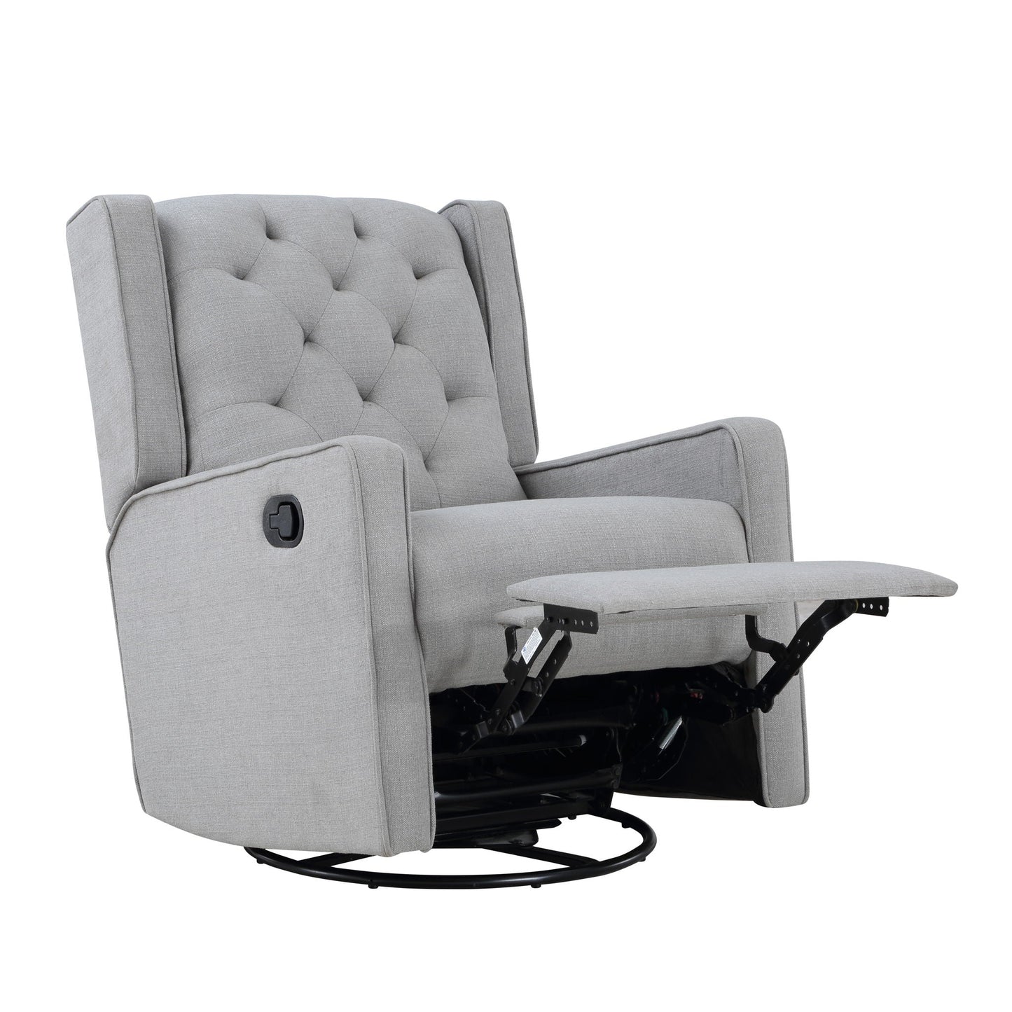 Milah - Gliding Swivel Recliner Tufted, Pearl Silver