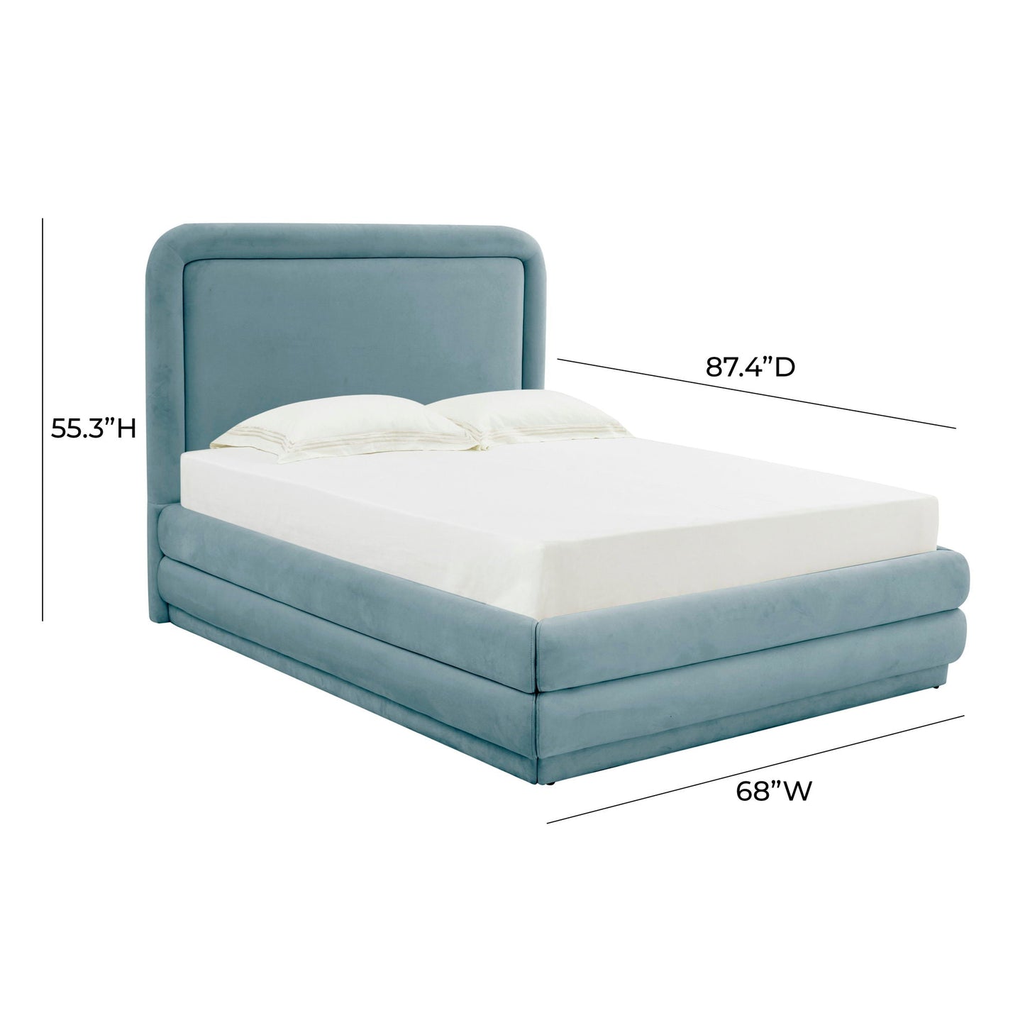 Briella - Velvet Bed, Full, Light Blue