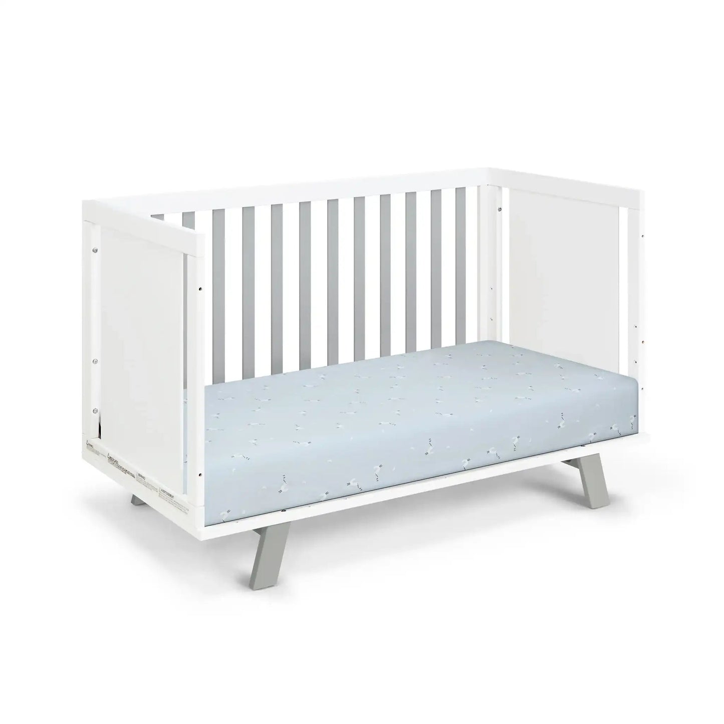 Livia - 3-in-1 Convertible Island Crib - White Frame, Gray