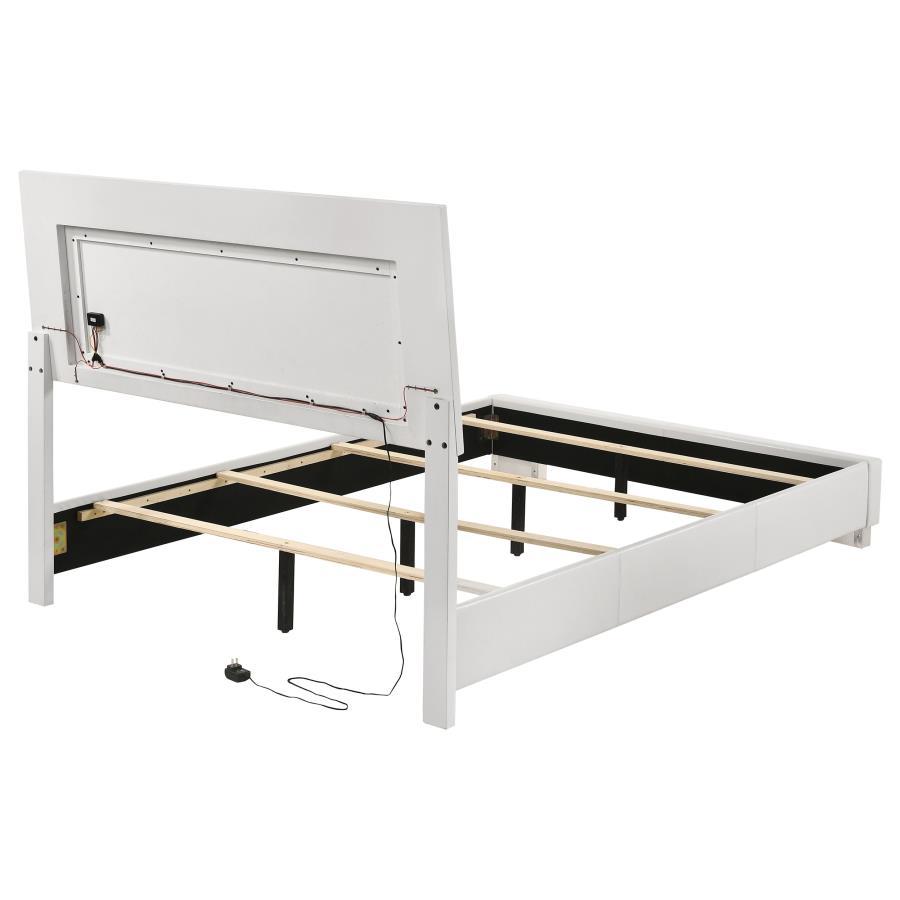 Felicity - Wood LED Panel Bed, King, White