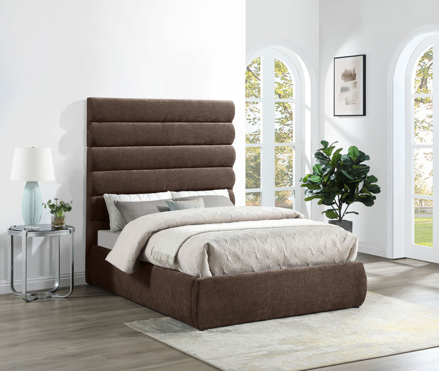 Adam - Chenille Fabric Bed With 70.5 Headboard