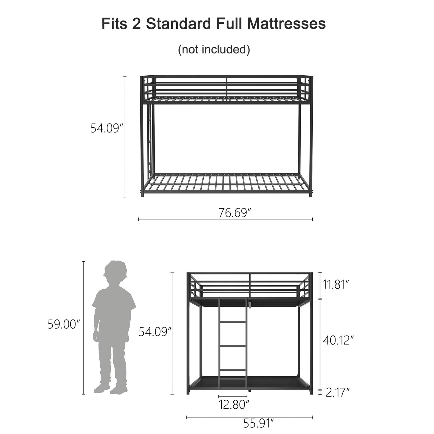 Adam - Full Over Full Bunk Bed - Black