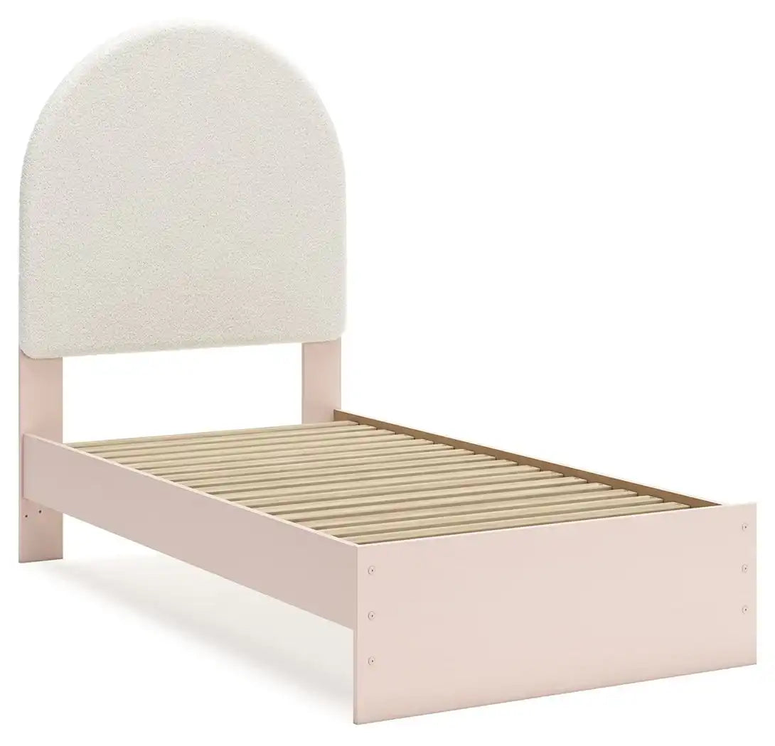 Wistenpine - Upholstered Panel Bed, Twin, Pink