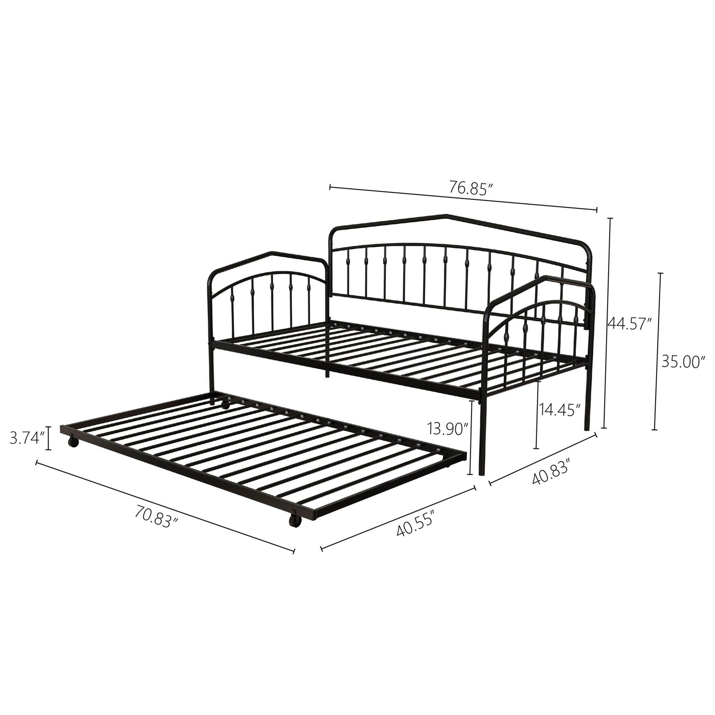 Fox - Daybed With Twin Trundle, Black