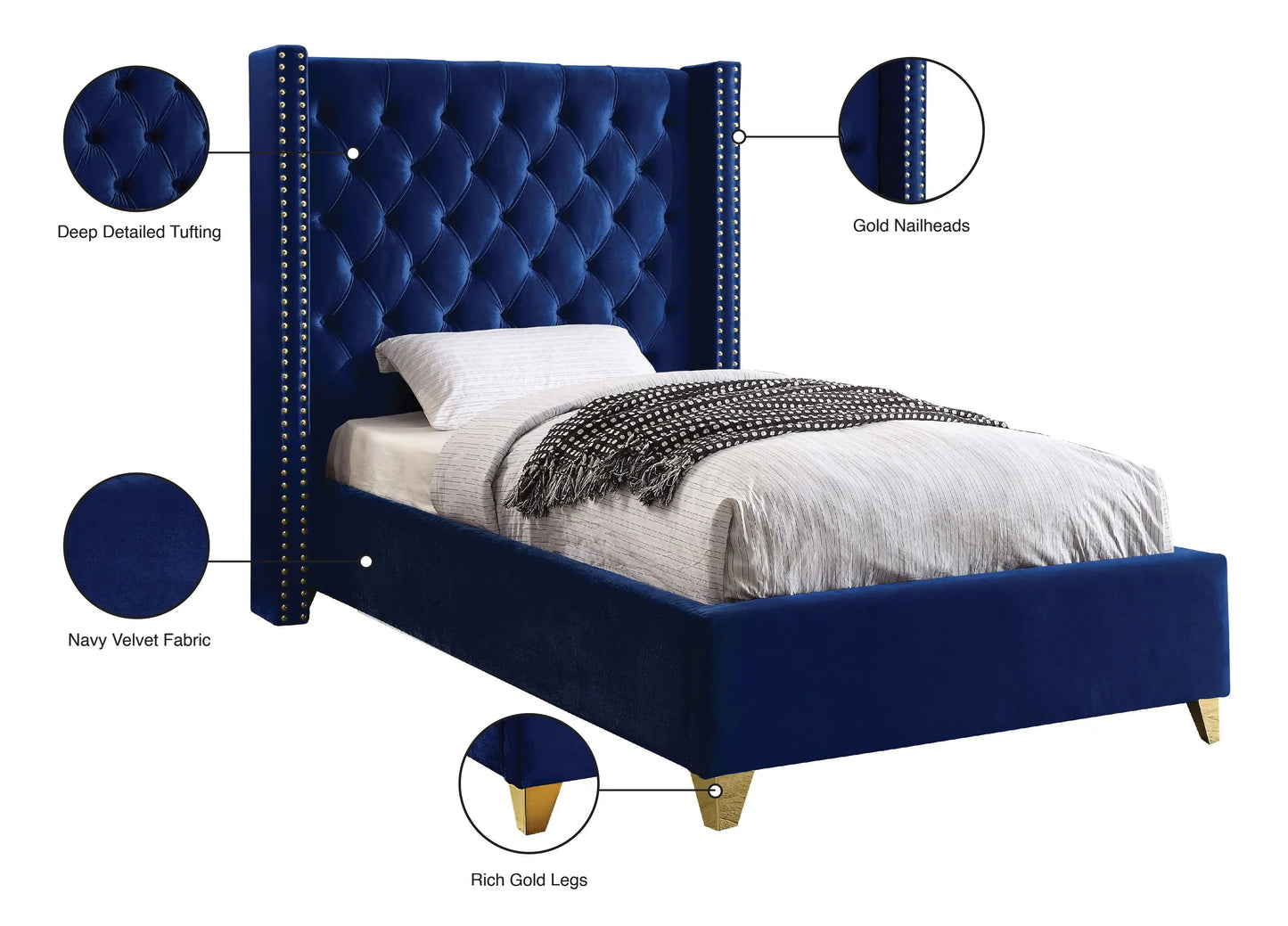 Barolo - Bed, Twin, Blue