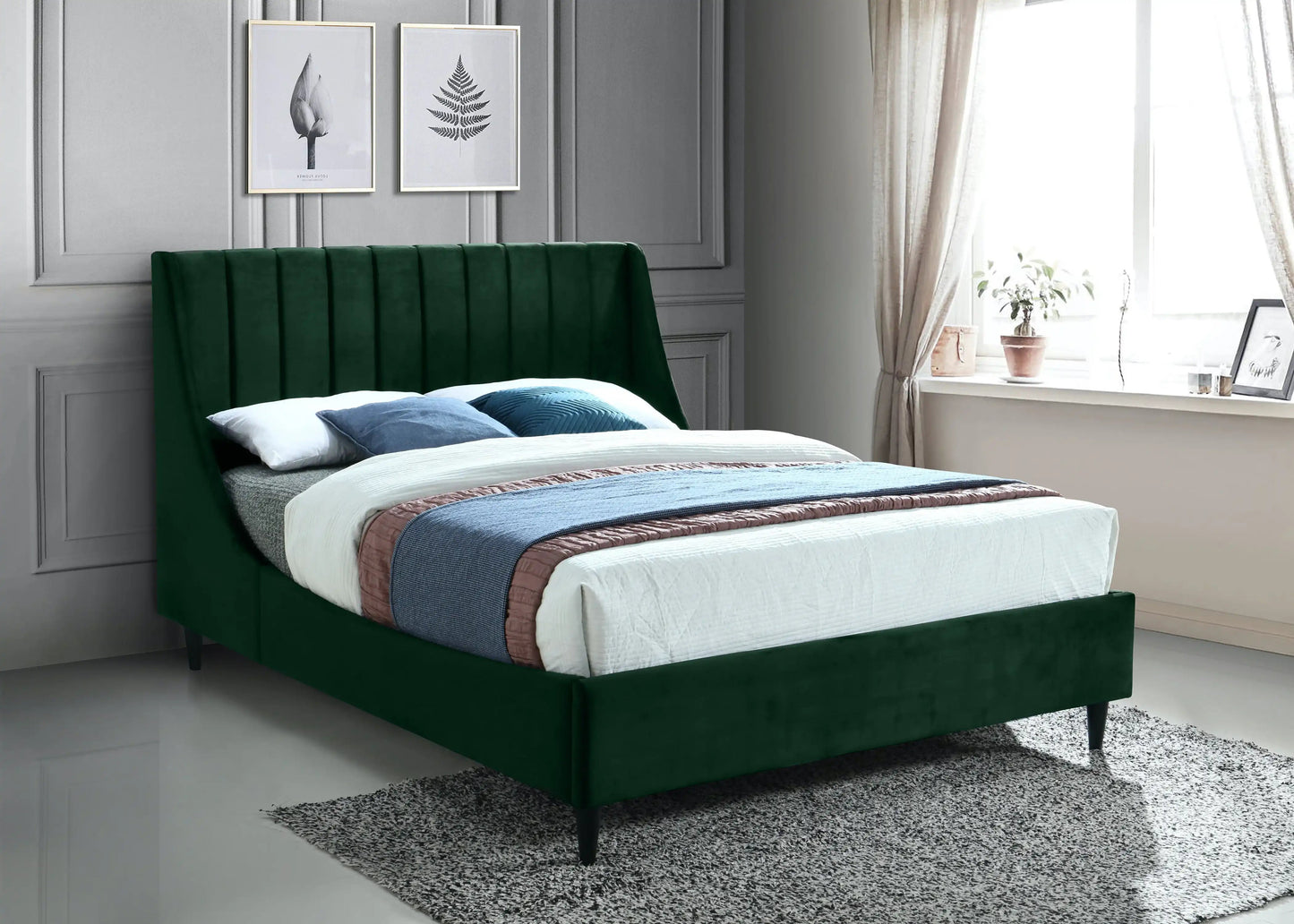 Eva - Velvet Bed, Twin, Green