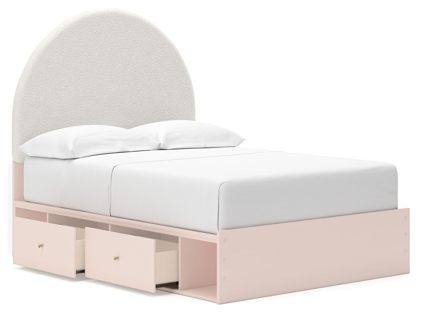 Wistenpine - Upholstered Panel Bed With Storage, Twin, Pink