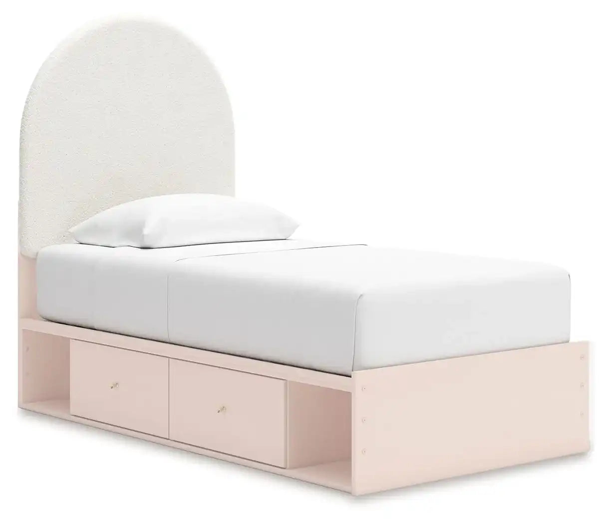 Wistenpine - Upholstered Panel Bed With Storage, Twin, Pink