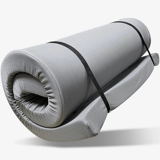 Memory Foam Camping Mattress, Foldable, Portable Comfort With Water Resistant Cover, Small Single, Dark Gray