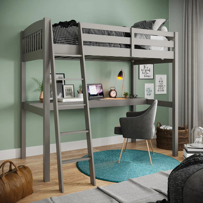 Everest - High Loft Bed With Desk And Storage, Full, Dark Gray
