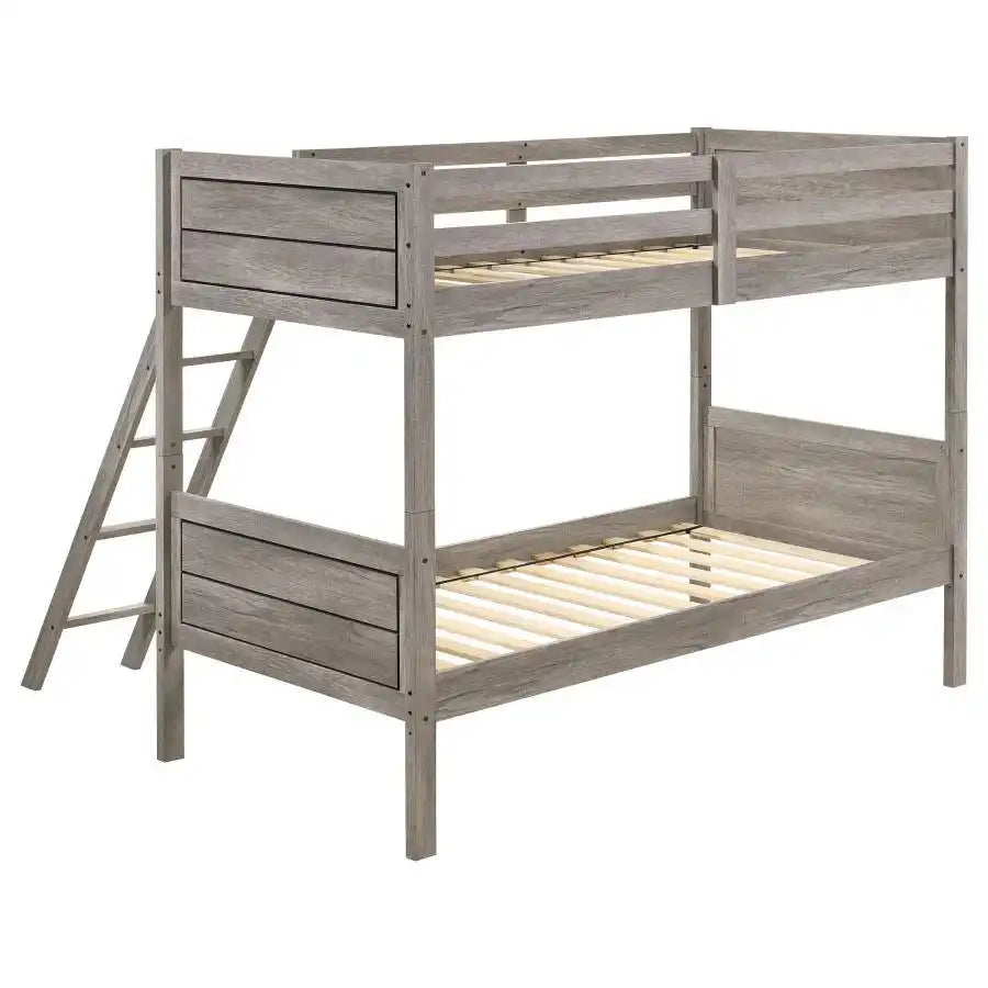 Ryder - Wood Bunk Bed, Twin over Twin, Dark Gray
