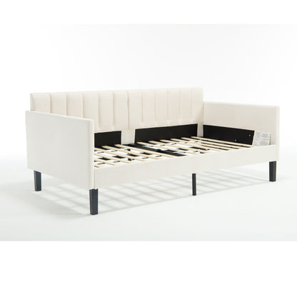 Elena - Boucle Upholstered Daybed, Ribbed Tufted Backrest