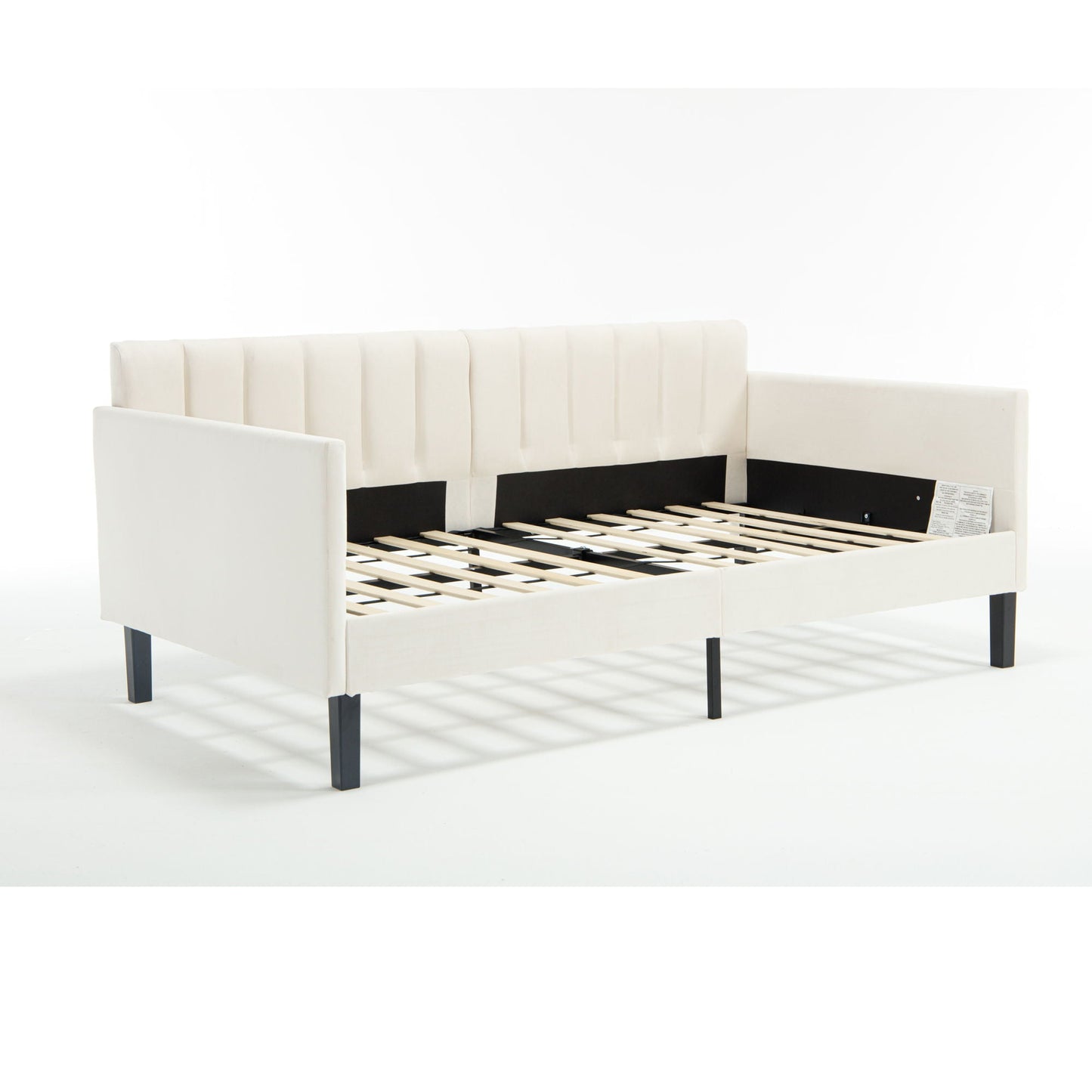 Elena - Boucle Upholstered Daybed, Ribbed Tufted Backrest, Twin, Beige