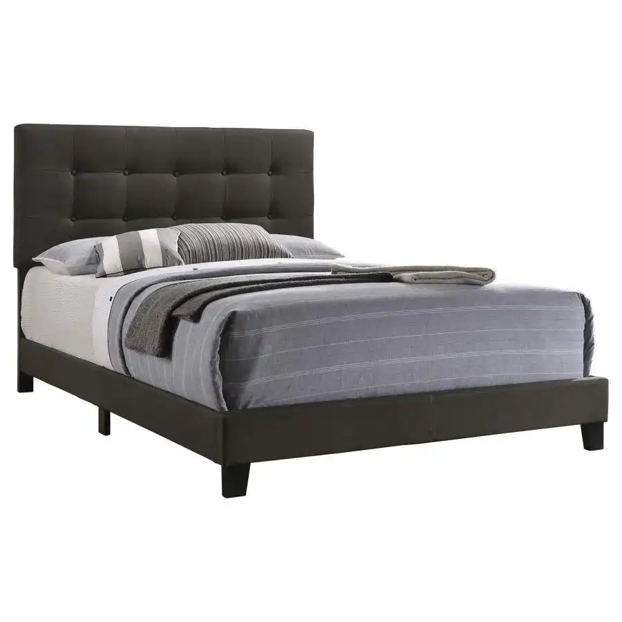 Mapes - Upholstered Panel Bed, Full, Dark Gray