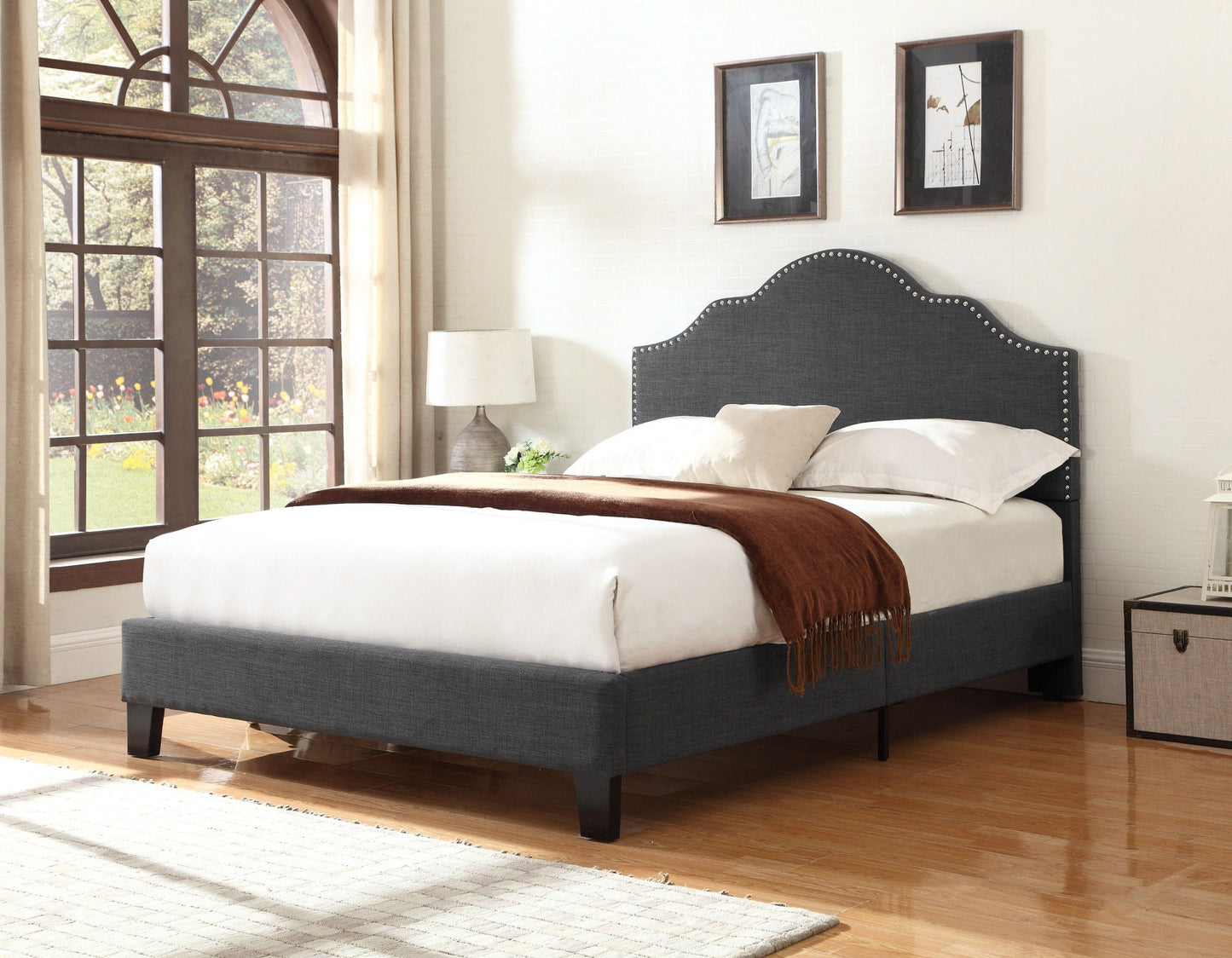 Kopa - Upholstered Bed, Full, Dark Gray