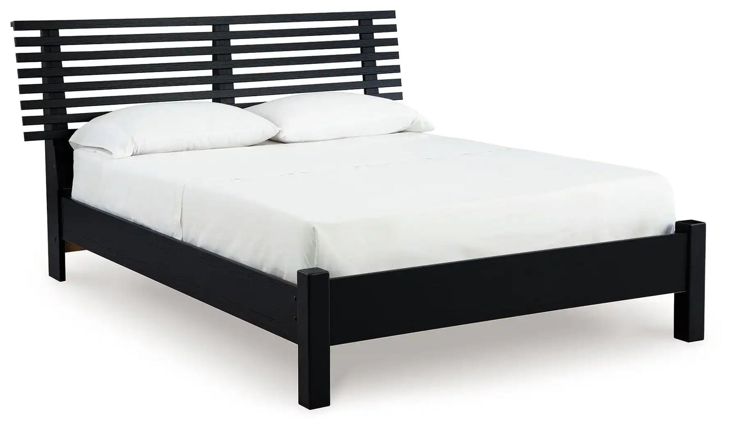 Danziar - Slat Panel Bed With Low Footboard, King, Black