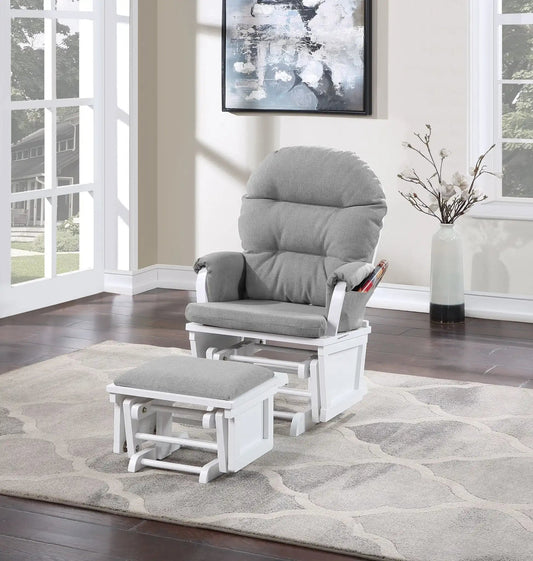 Madison - Glider & Ottoman - White Base, Gray