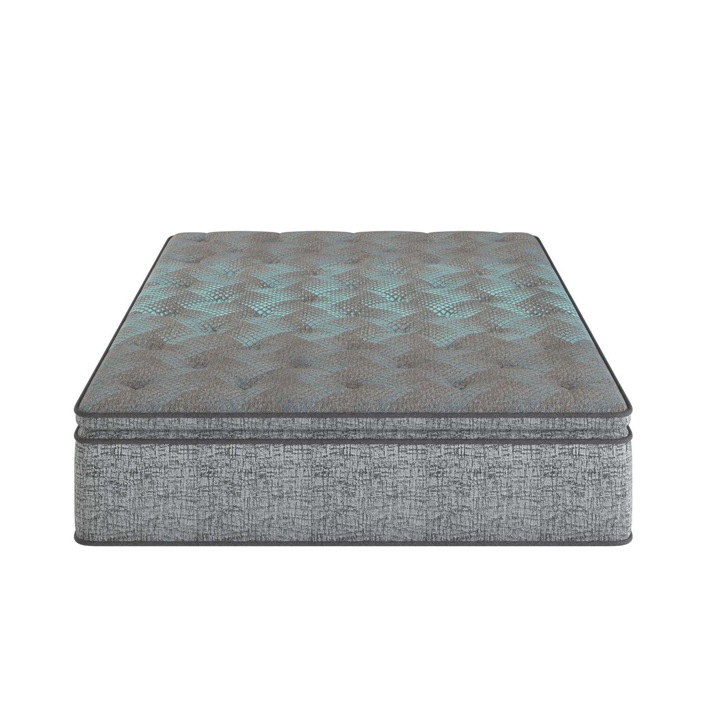 Comfort Care - 12 Twin Hybrid Euro Top Mattress, Plush Comfort With Individual Pocketed Coil - Gray / Blue