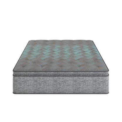 Comfort Care - 12 Twin Hybrid Euro Mattress, Plush Comfort With Individual Pocketed Coil - Gray / Blue