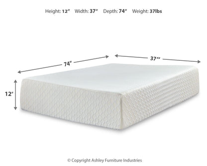Chime 12 Inch Memory Foam - Ultra Plush Memory Foam Mattress, Twin, White