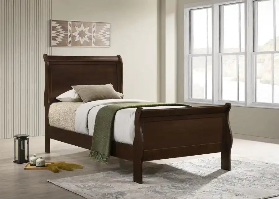 Louis Philippe - Panel Sleigh Bed, Full, Dark Brown