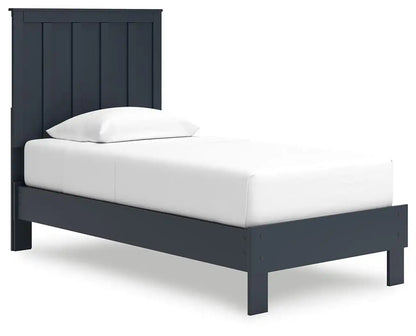 Simmenfort - Platform Bed With Panel Headboard, Twin, Blue