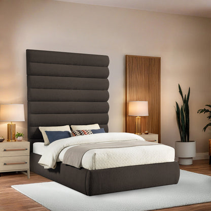 Adam - Boucle Fabric Bed With 89 Headboard, Full, Black