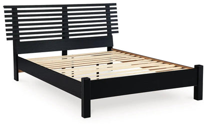 Danziar - Slat Panel Bed With Low Footboard, King, Black