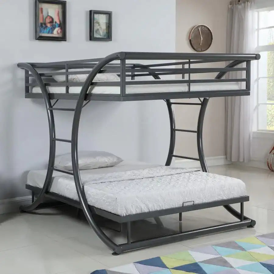 Stephan - Metal Bunk Bed, Full over Full, Dark Gray