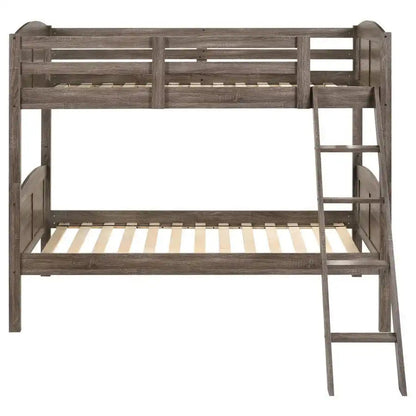 Flynn - Wood Bunk Bed, Twin over Twin, Dark Brown