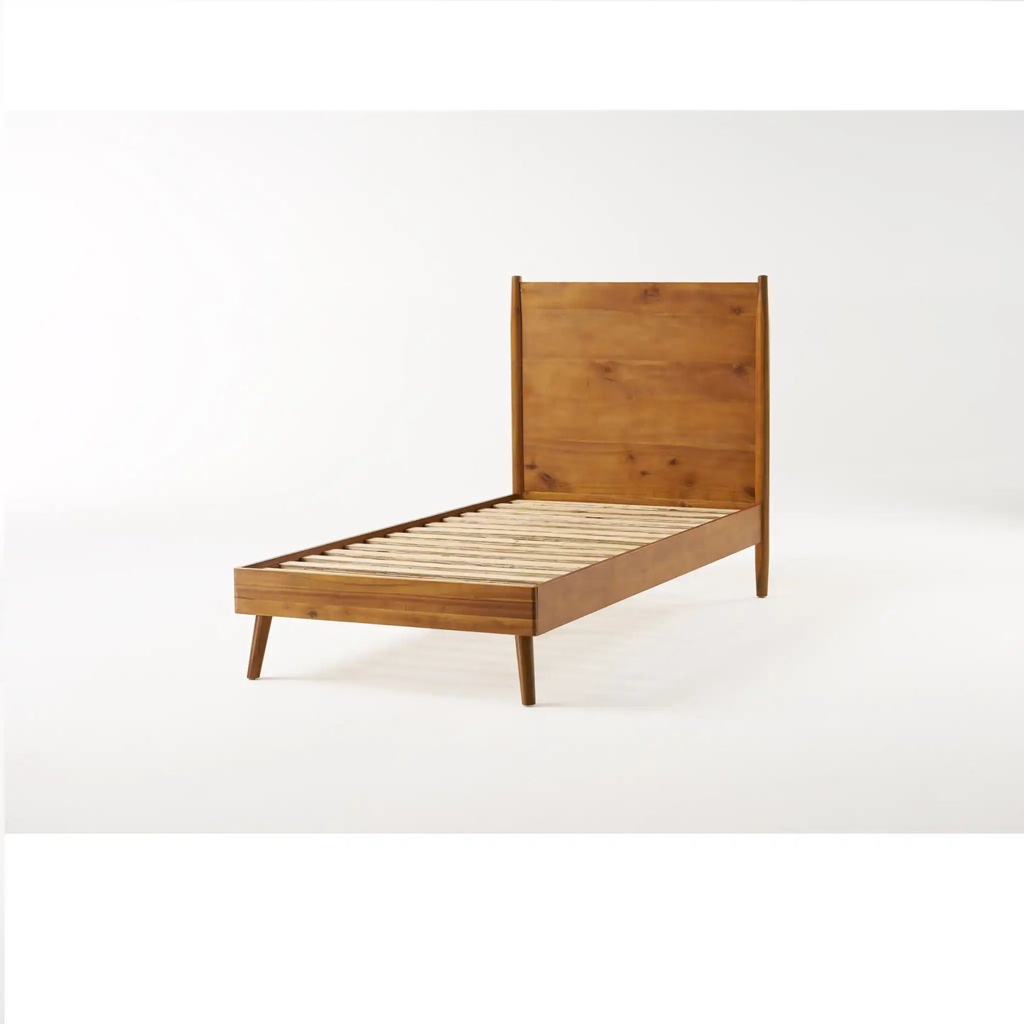Okioki - Mid-Century Natural Stained Solid Acacia Wood Bed
