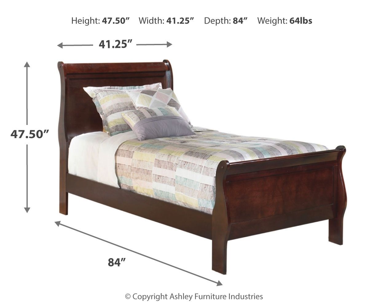 Alisdair - Sleigh Bed Set, Dark Brown