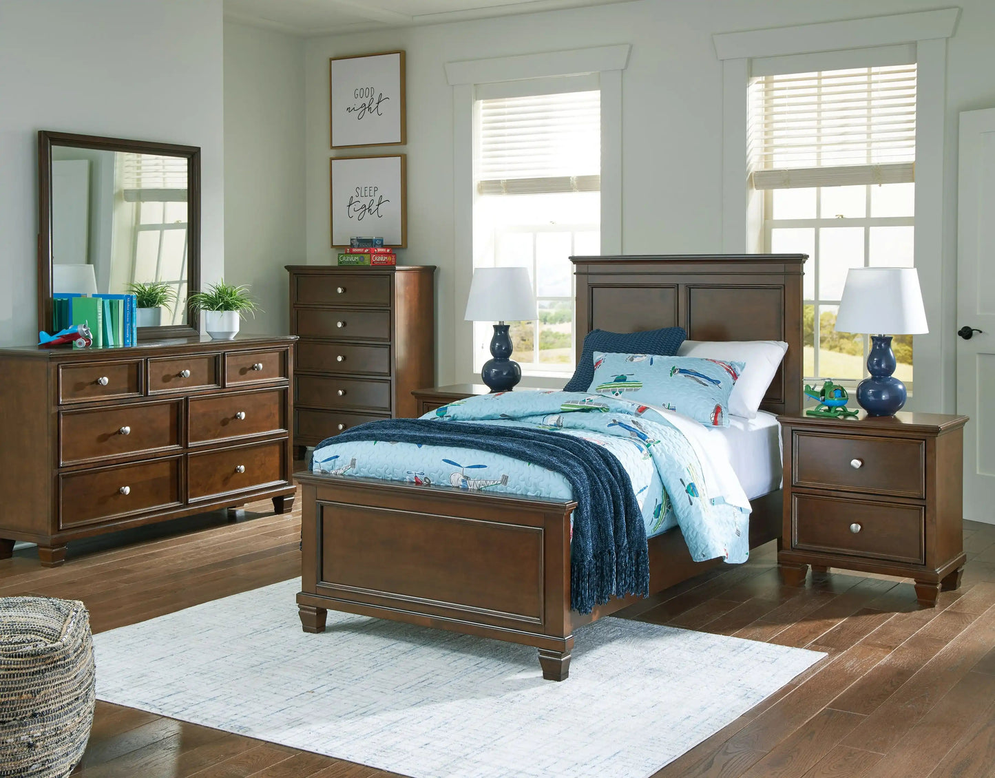 Danabrin - Panel Bedroom Set, Dark Brown