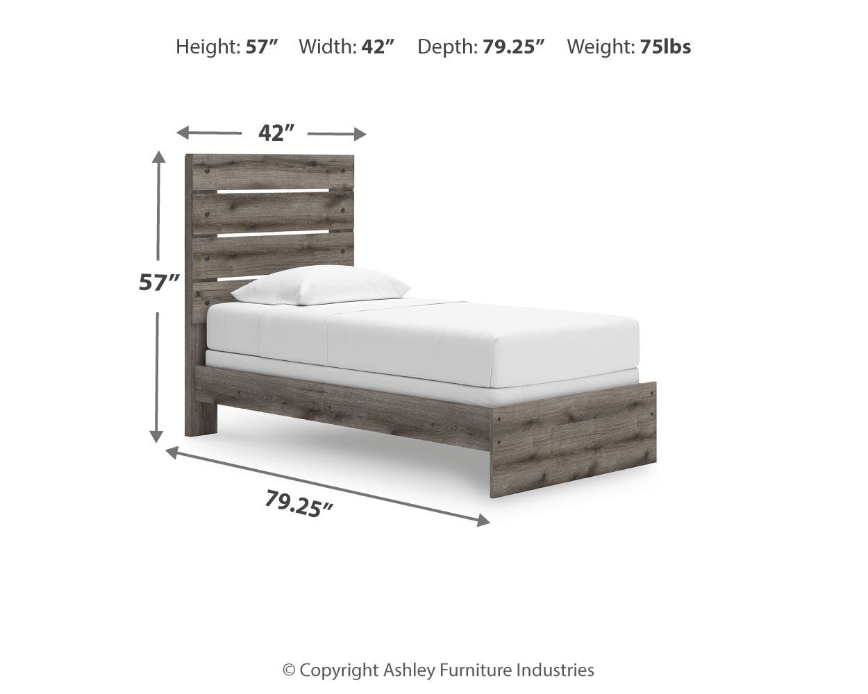 Graystorm - Panel Bed, Twin, Dark Gray