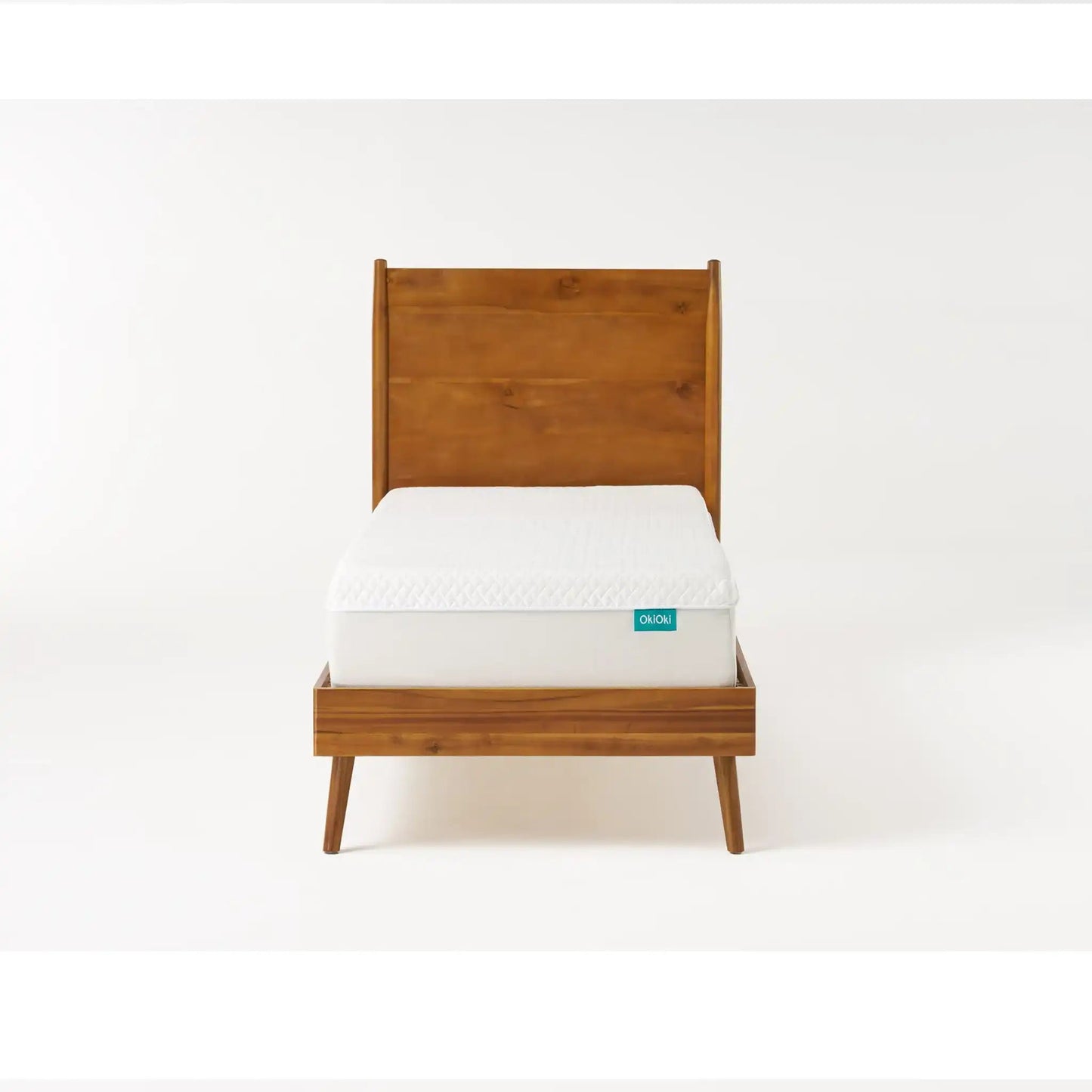 Okioki - Mid-Century Natural Stained Solid Acacia Wood Bed