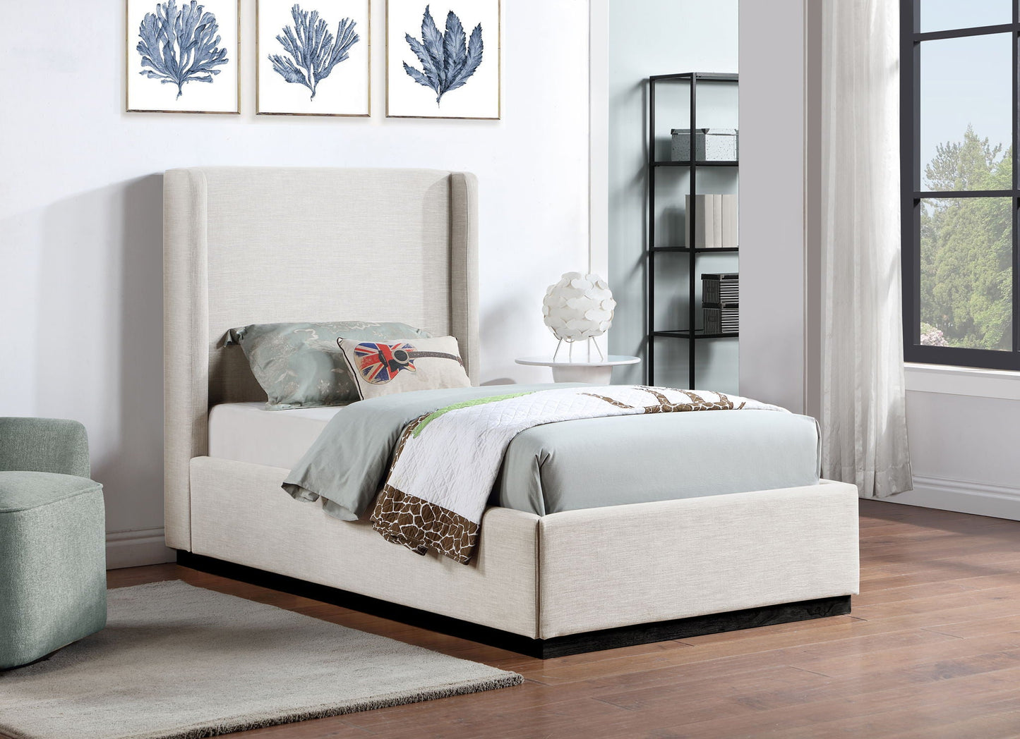 Flynn - Bed, Full, Beige