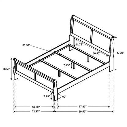 Louis Philippe - Panel Sleigh Bed