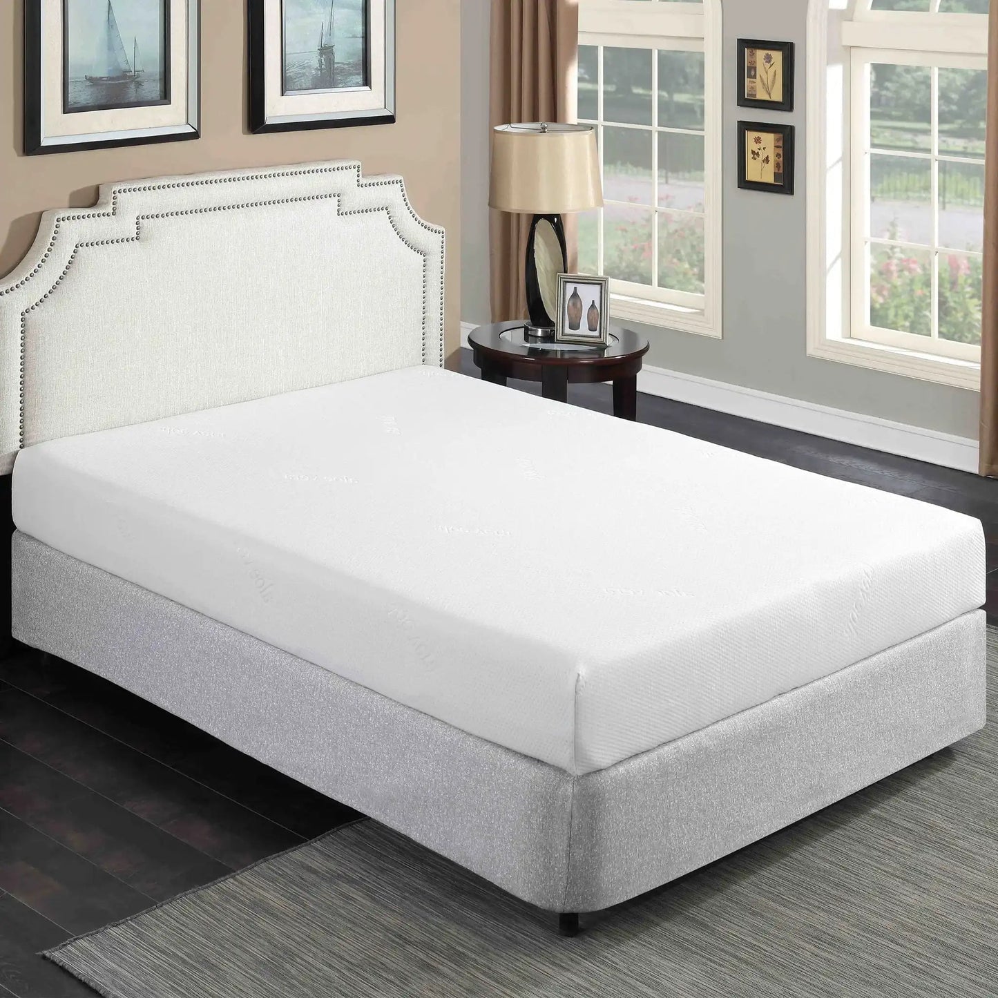8 Plush Gel Memory Foam Mattress For Bed, Polyester Aloe Vera Cover, King, White