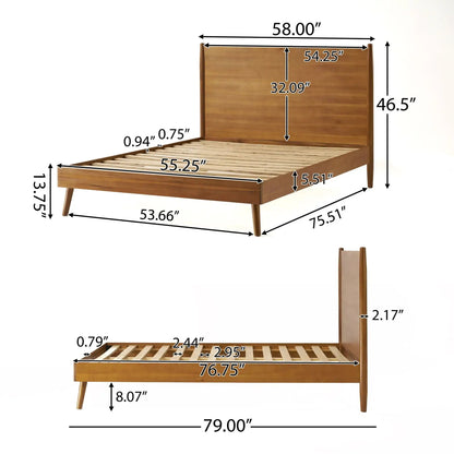 Okioki - Mid-Century Wood Bed, King, Light Brown