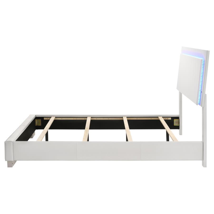 Felicity - Wood LED Panel Bed, King, White