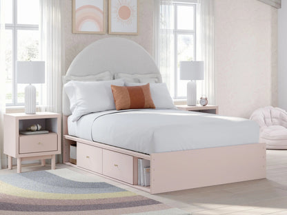 Wistenpine - Upholstered Panel Bed With Storage, Twin, Pink