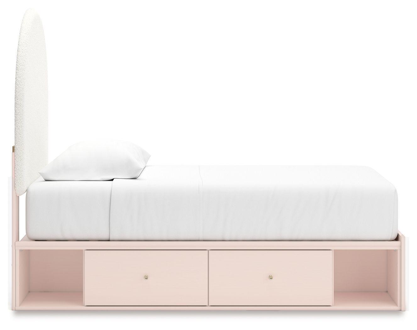 Wistenpine - Upholstered Panel Bed With Storage, Twin, Pink