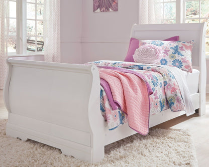 Anarasia - Kids Sleigh Bed Set, White