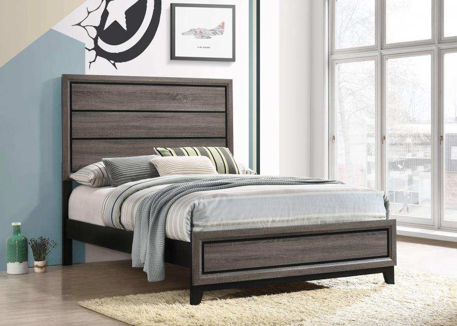 Watson - Wood Panel Bed, Full, Dark Gray