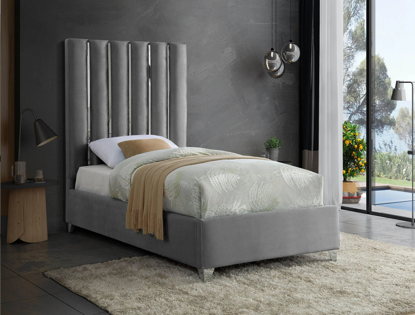 Enzo - Bed, Queen, Dark Gray