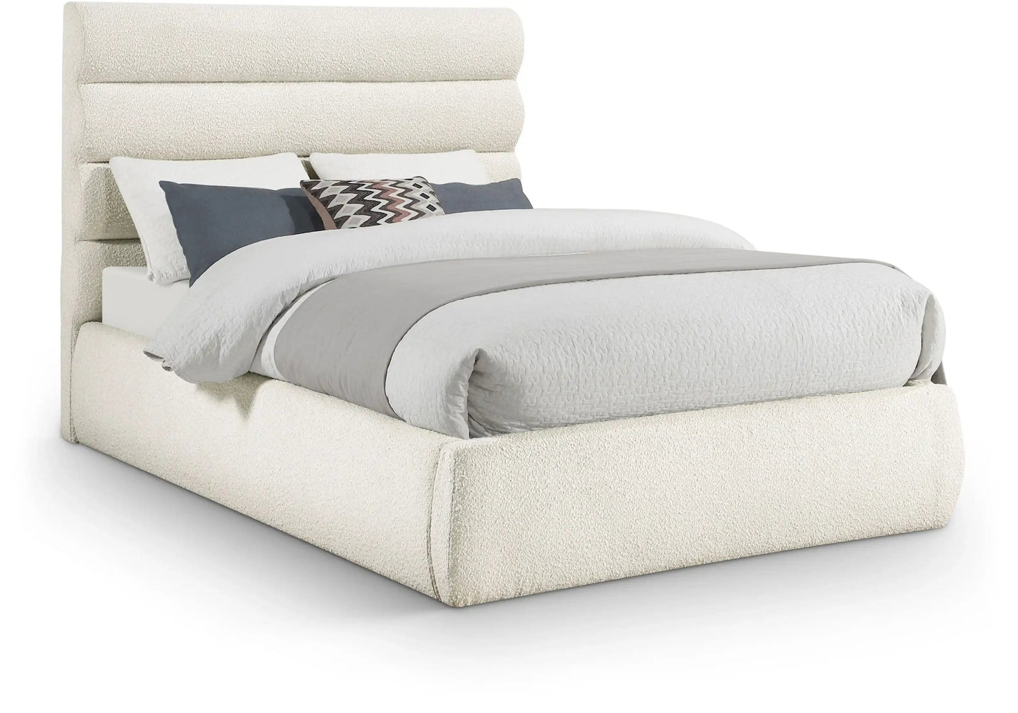 Adam - Boucle Fabric Bed With 52 Headboard