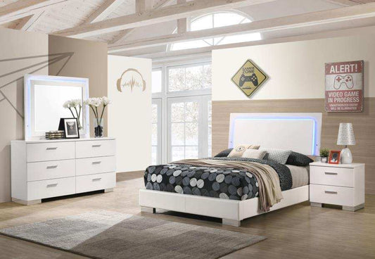Felicity - Bedroom Set With Led Headboard And Mirror, White